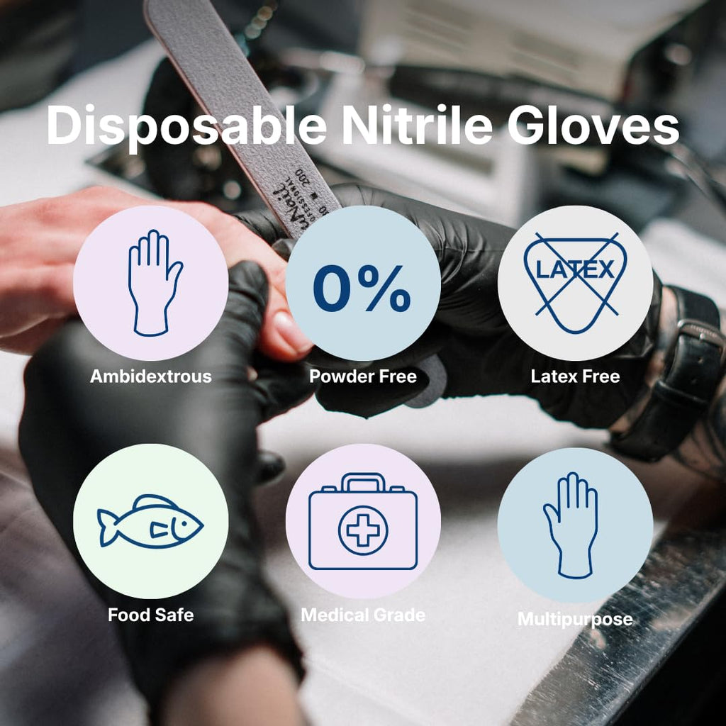 ABENA Pink Disposable Nitrile Gloves, Medium, Pack of 100