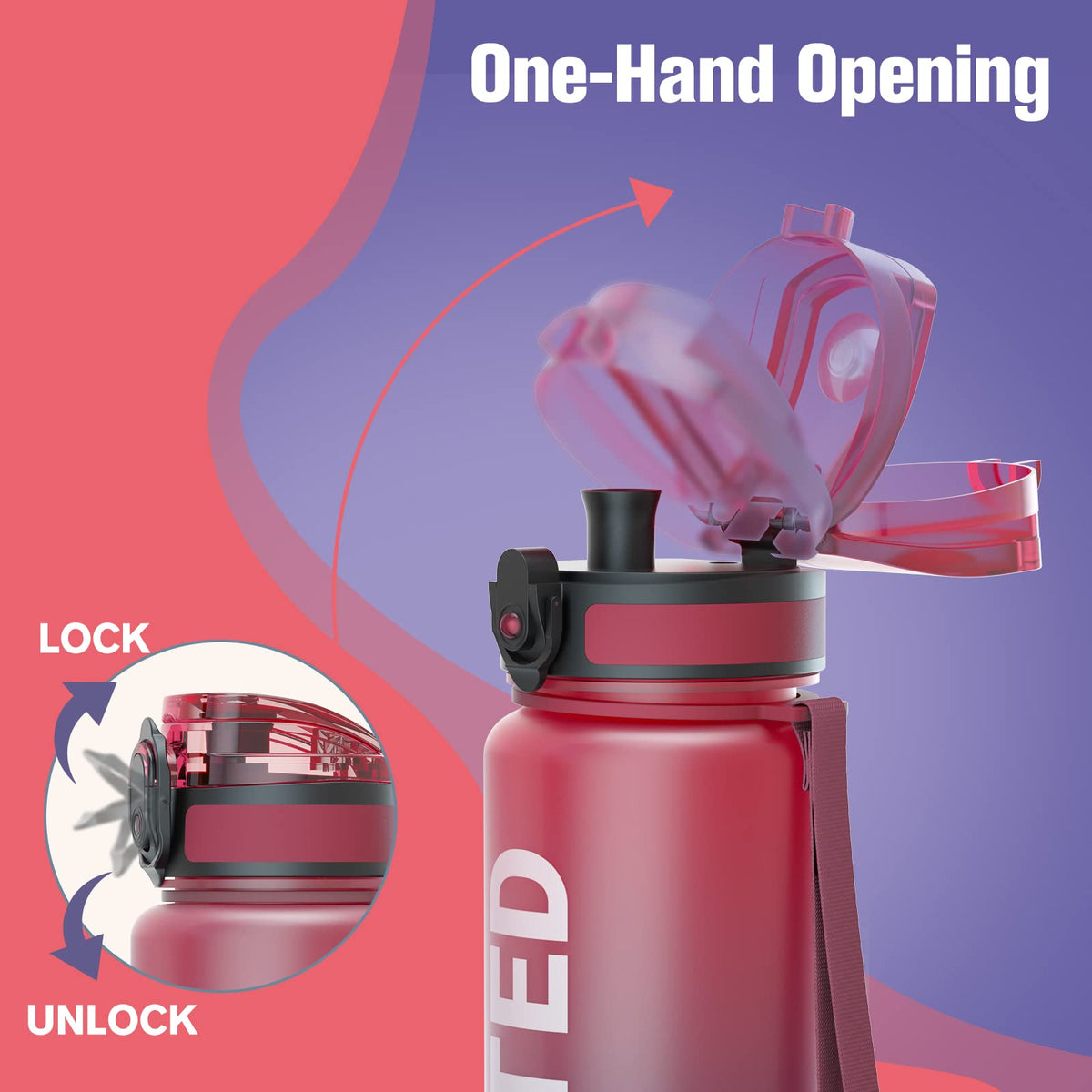Sahara Sailor Water Bottle 1L, Leakproof Tritan Bottle with Time Marker