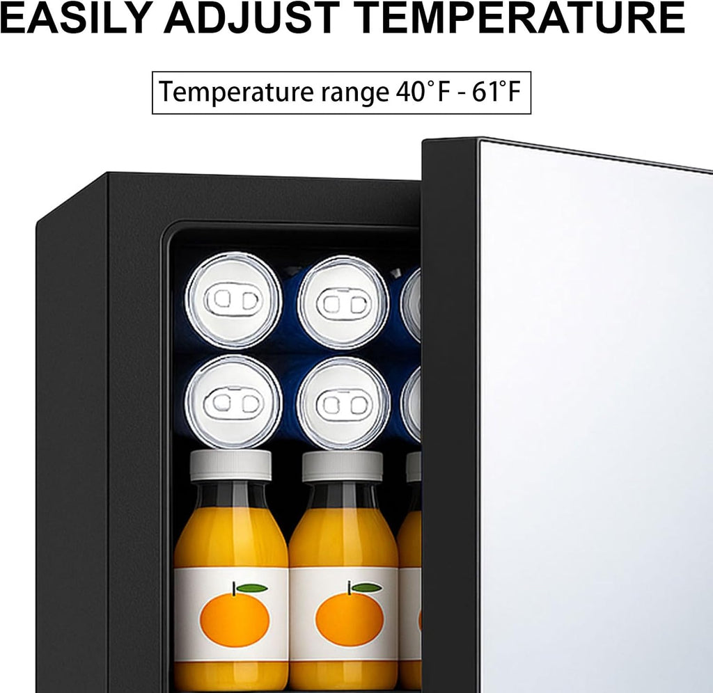 DOGHLY 0.95 Cu.Ft Mini Fridge Mirror Door for Beverages & Skincare, 24 Cans