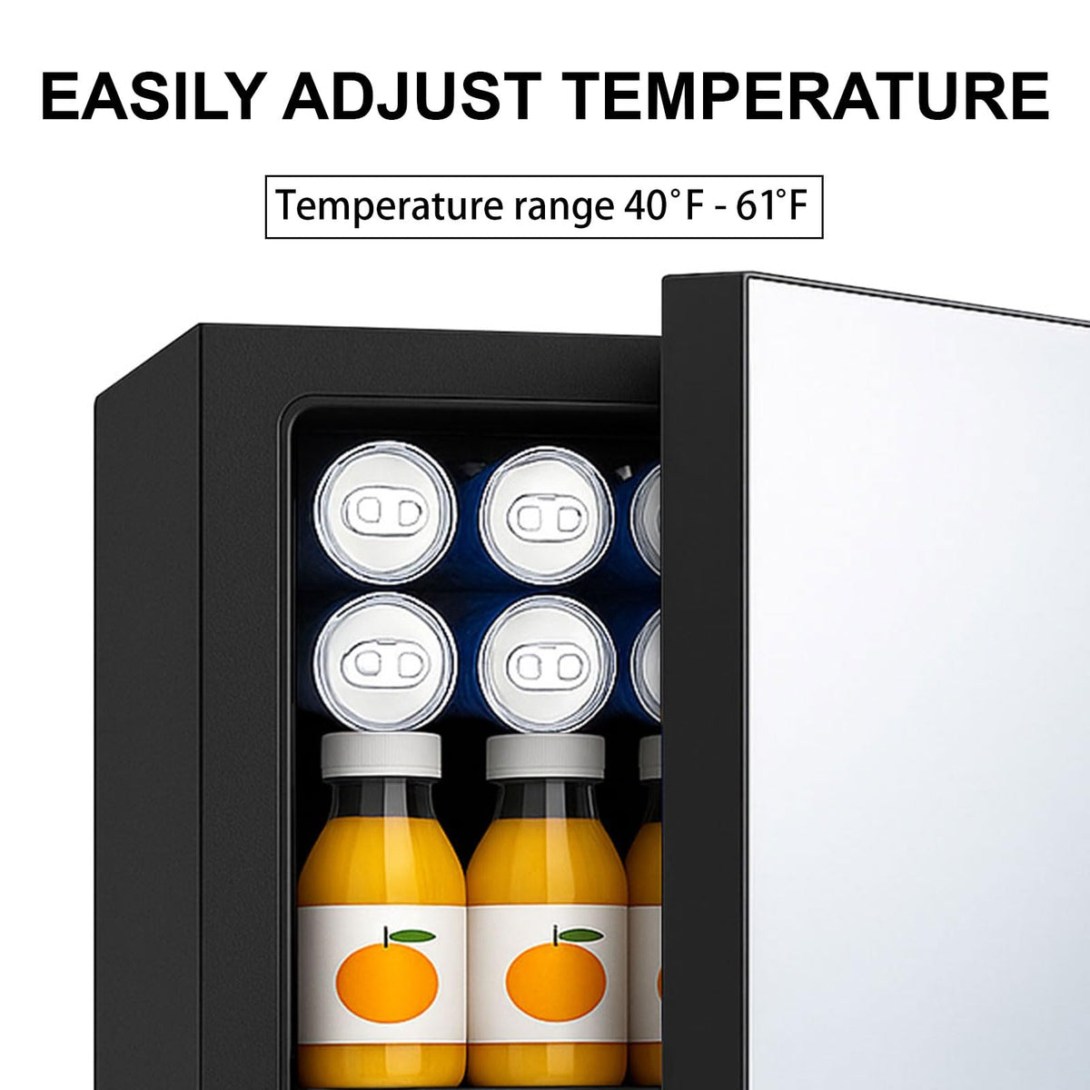 DOGHLY 0.95 Cu.Ft Mini Fridge Mirror Door for Beverages & Skincare, 24 Cans
