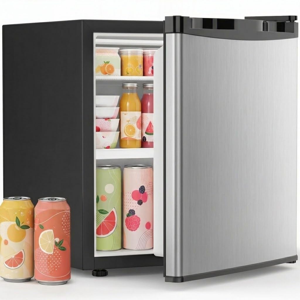 COWSAR 2.6 Cu.Ft Mini Fridge with Freezer, Freestanding Compact Refrigerator with Reversible Door & 7-Speed Thermostat, Small Fridge for Office, Apartment, Gameroom (BLACK)