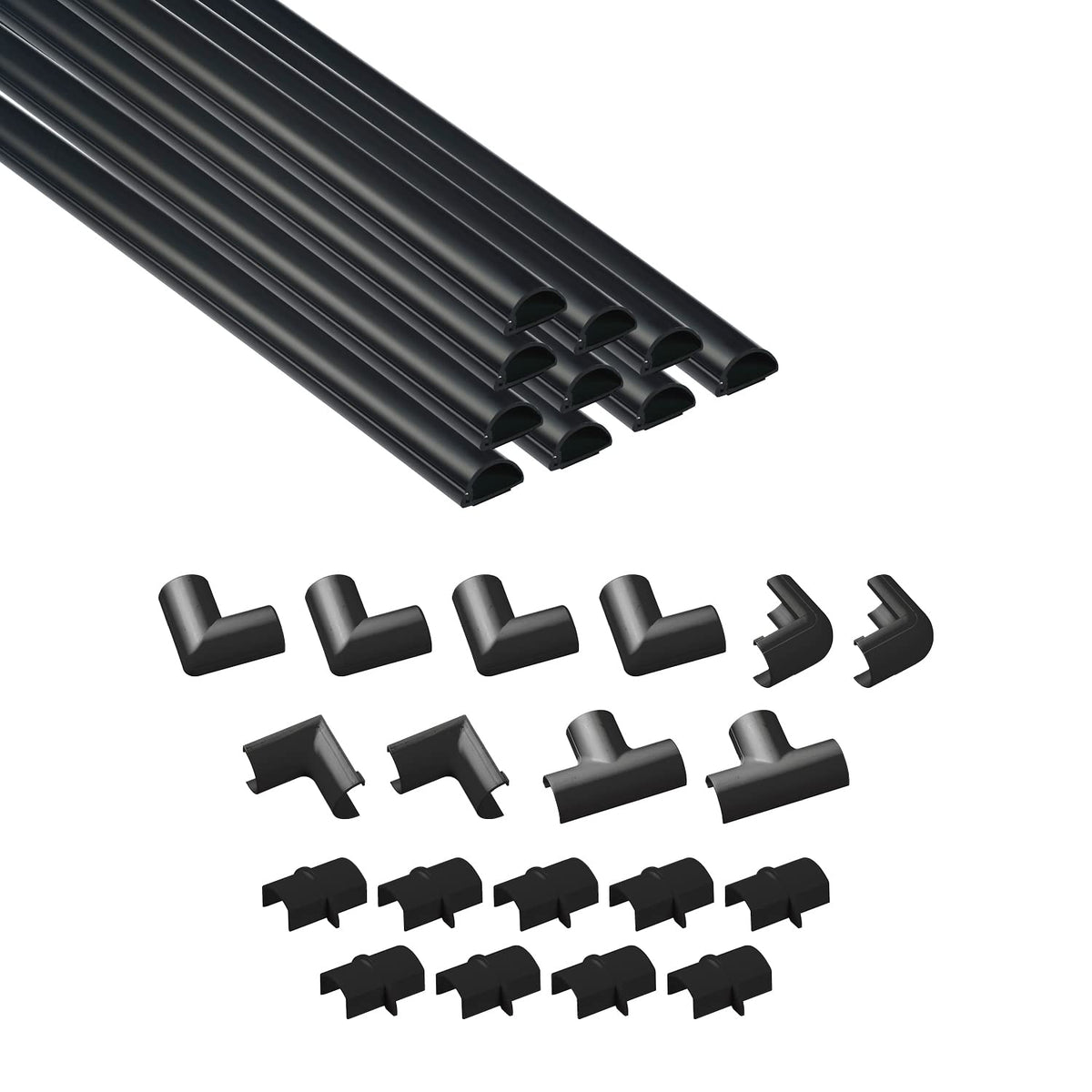 D-Line 157in Cord Cover Kit, Self-Adhesive Wire Hiders, Paintable Cable Raceway to Hide Wires on Wall, Electrical Cable Management - 10x 15.7 Lengths & 19 Accessories - 1.18" (W) x 0.59" (H) - Beige