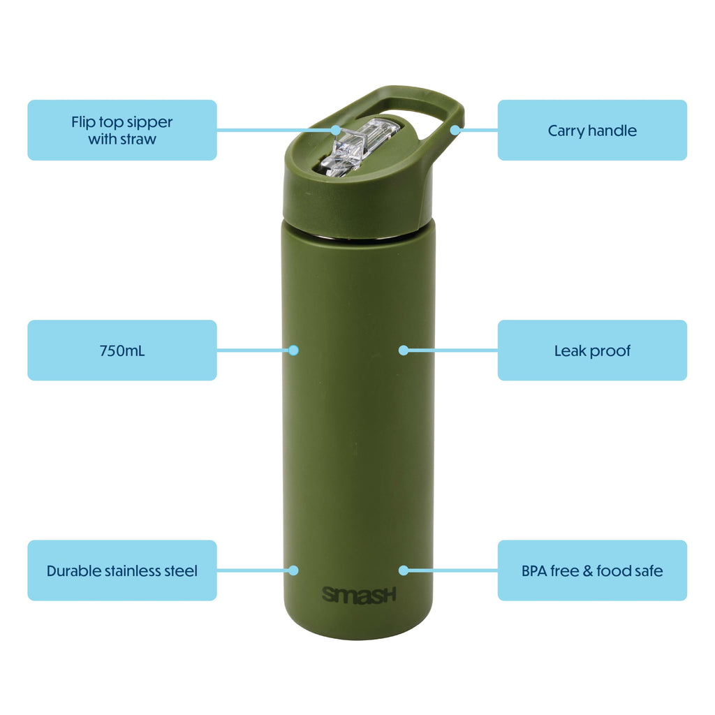 Smash Stainless Steel Water Bottle 750ml - Black