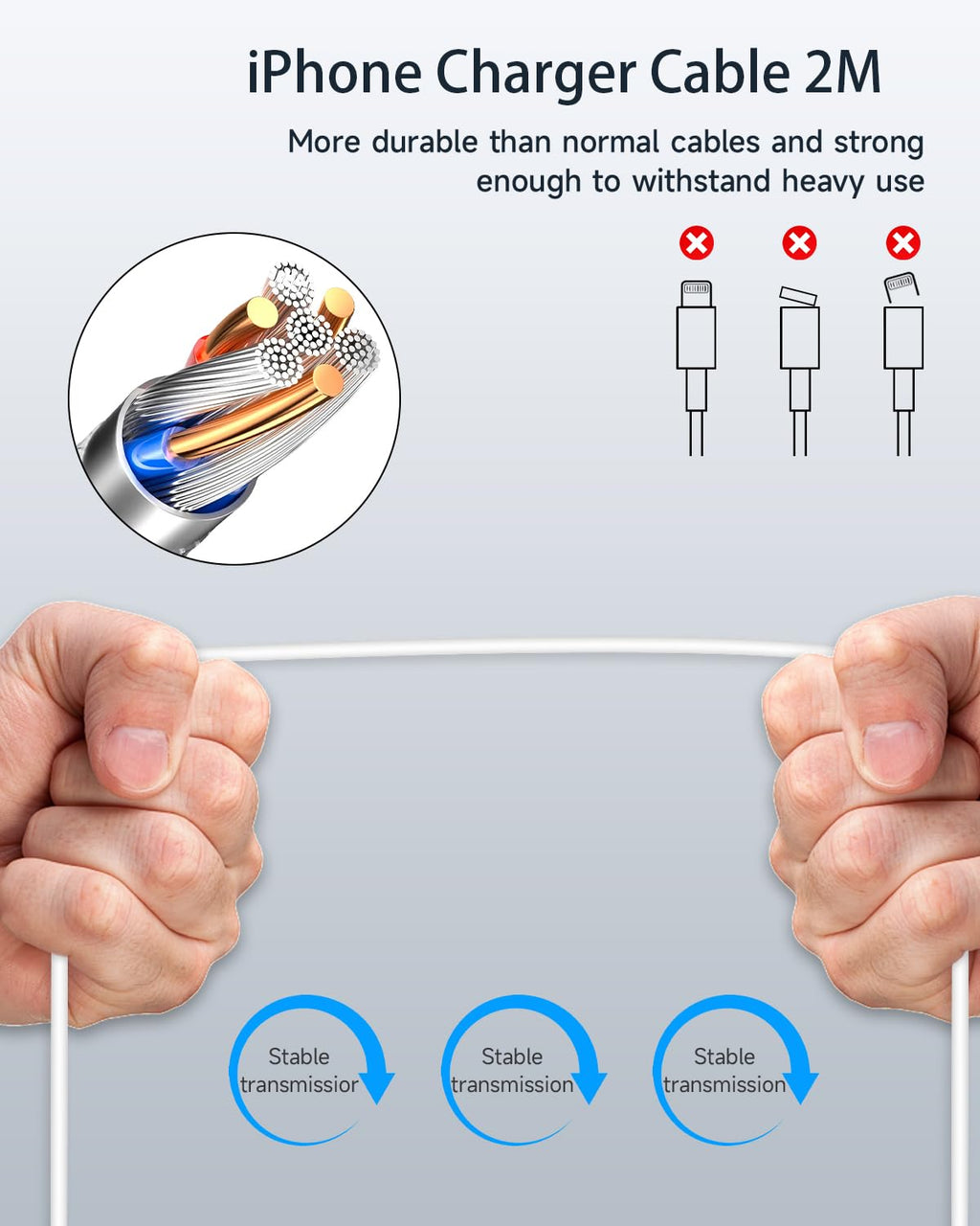 Long iPhone Charger Cable 3M, [Apple MFi Certified] USB to Lightning Cable