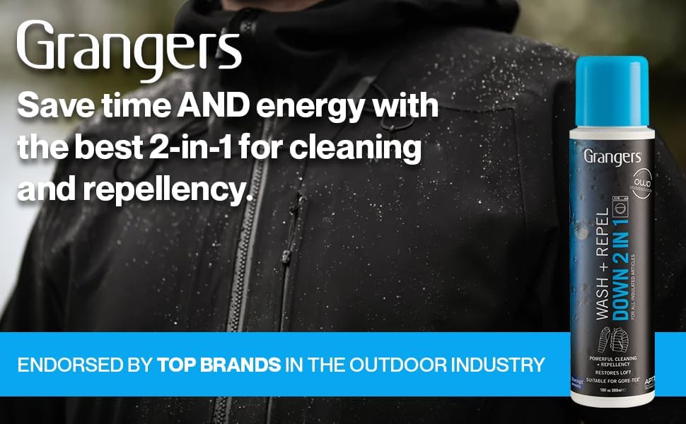 Grangers Wash + Repel Clothing 2 in 1 | 300ml | Powerful Cleaning Combined & Durable Water-Repellency For All Waterproof Jackets & Trousers