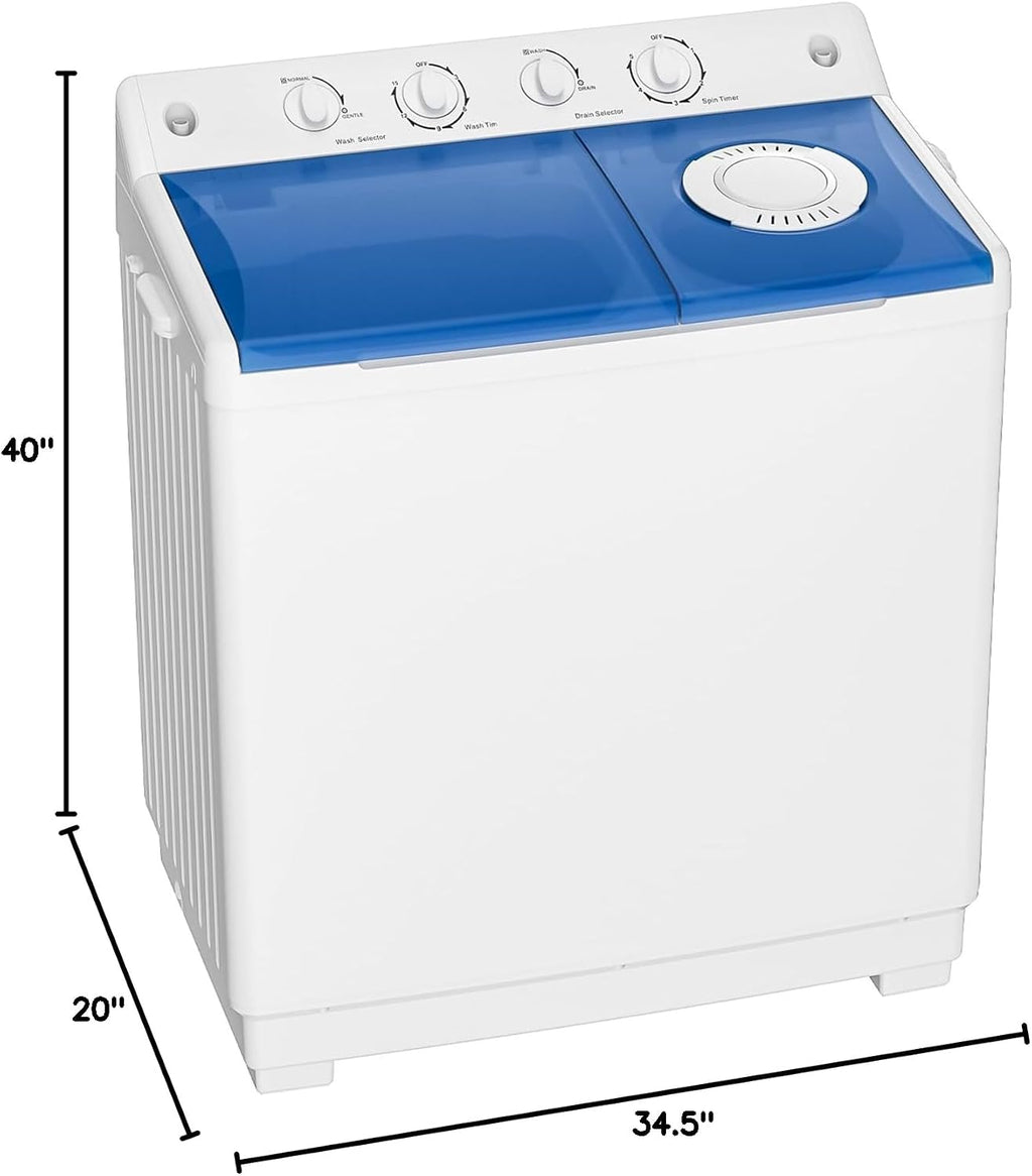 Auertech Portable Washing Machine, 28lbs Twin Tub Washer Mini Compact Laundry Machine with Drain Pump, Semi-automatic 18lbs Washer 10lbs Spinner Combo for Dorms, Apartments, RVs