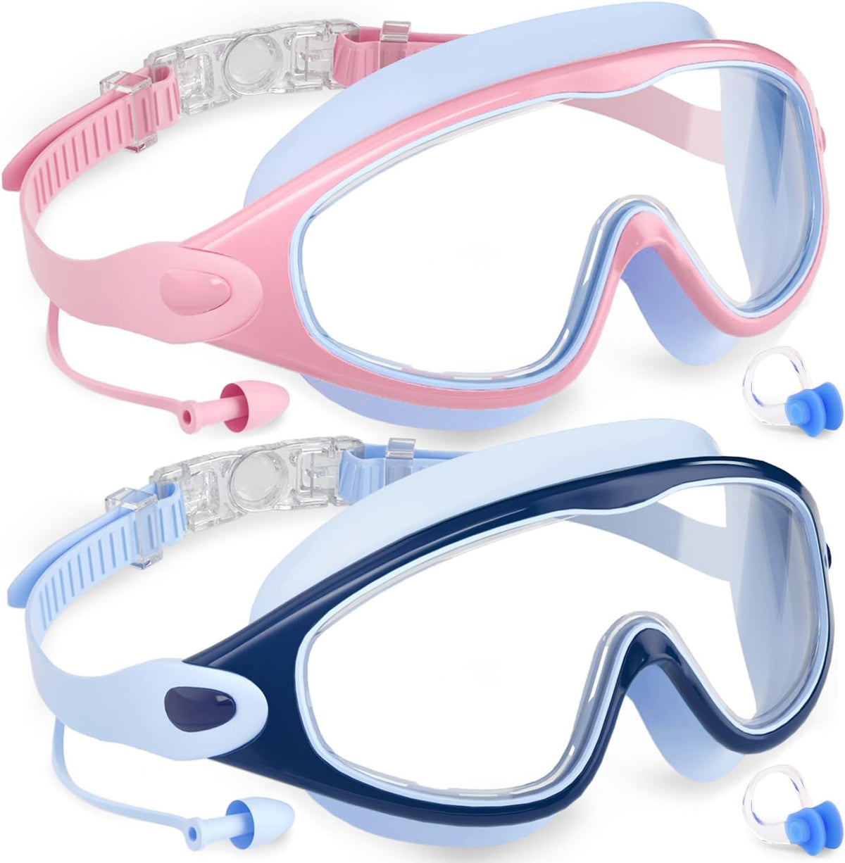 COOLOO Kids Swimming Goggles for Age 3-15, 2 Pack Anti Fog Kids Goggles