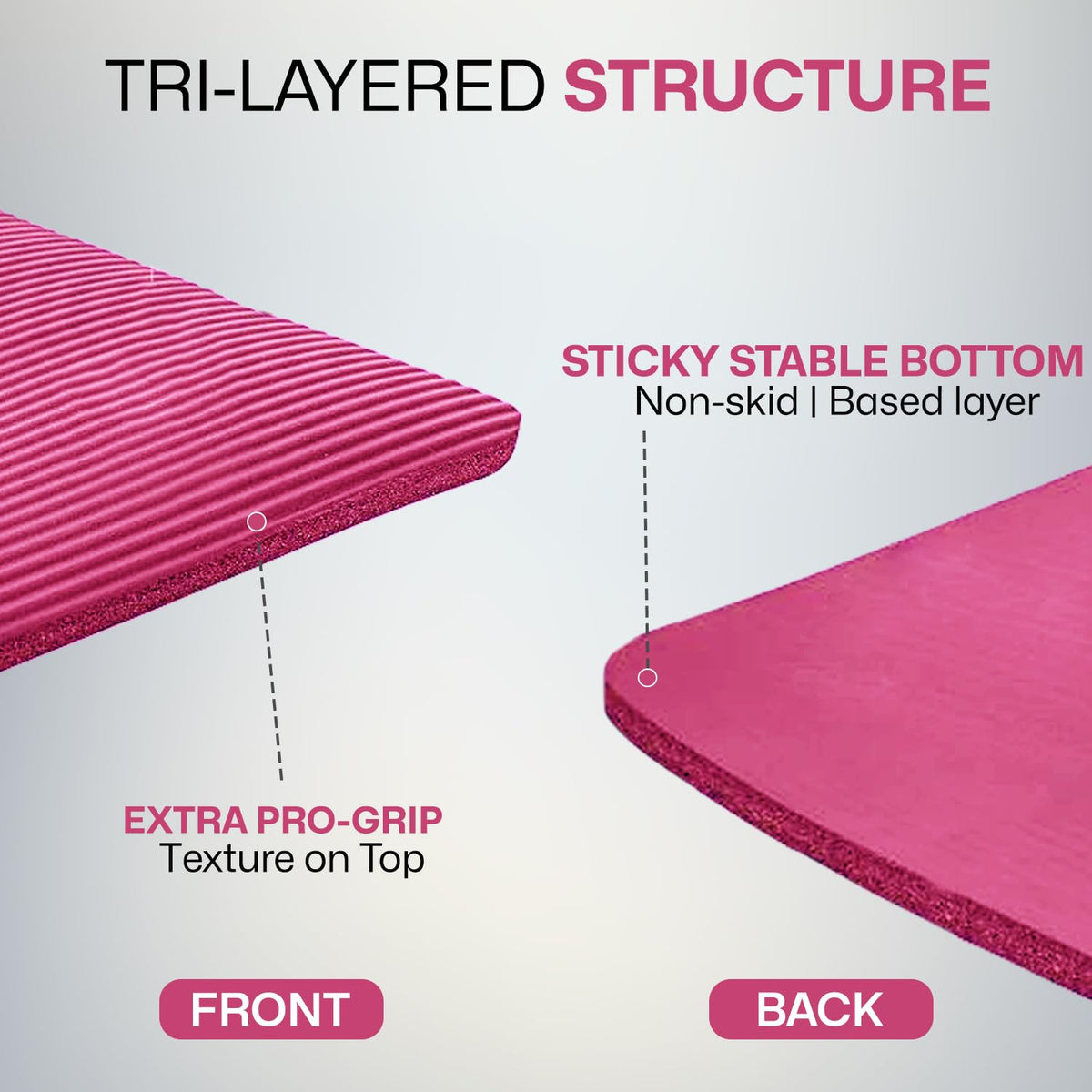 XN8 Sports Yoga Mat 10mm & 15mm Thick NBR Exercise Mat with Carry Strap