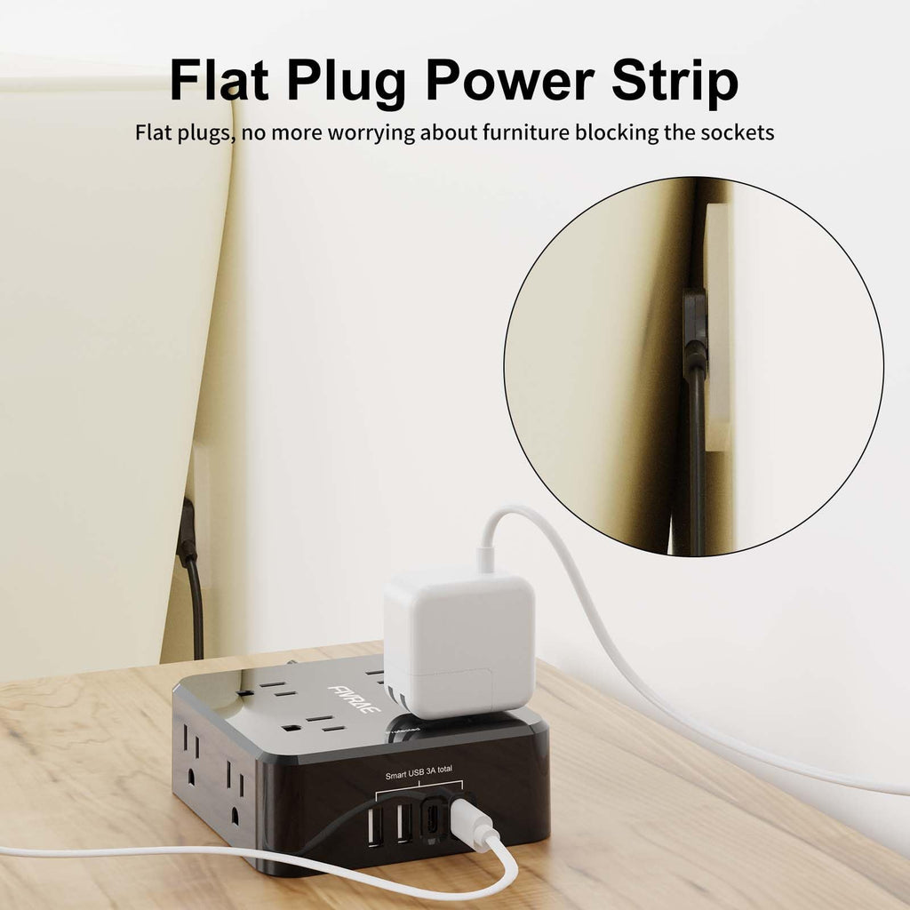10Ft Extension Cord with Multiple Outlets, 8 Outlets and 4 USB Ports