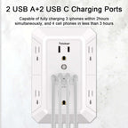 Multi Plug Wall Outlet Surge Protector with 6-Outlet & 4 USB Ports(2USB-C)