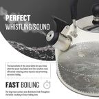 2.5L Stainless Steel Whistling Kettle - Suitable for Fishing, Camping, Hiking, Indoor & Outdoor | Camping Kettle for Gas Stove, Electric Stove, Camp Fire | Lightweight, Fast Boil, Phenolic Handle