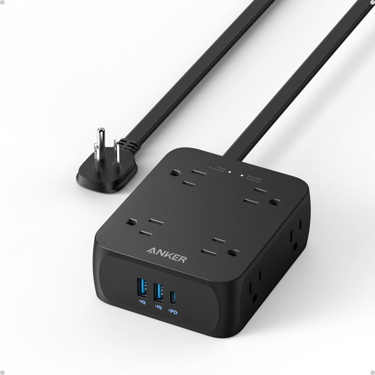 Anker Power Strip with 2000J Surge Protector, 10ft Outlet Extender, 20W 8AC