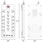 Yintar 6Ft Surge Protector Power Strip with 8 Outlets and 4 USB Ports