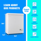 Mini Chest Freezer Compact Deep Freezing Machine with Electronic Temperature Control (Accurate to 1 ℉) Freestanding Small Freezer with 2 Removable Storage Baskets Black