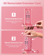 Power Strip Tower, kakyanill PD 65W Charging Station 9 AC Outlets 8 USB