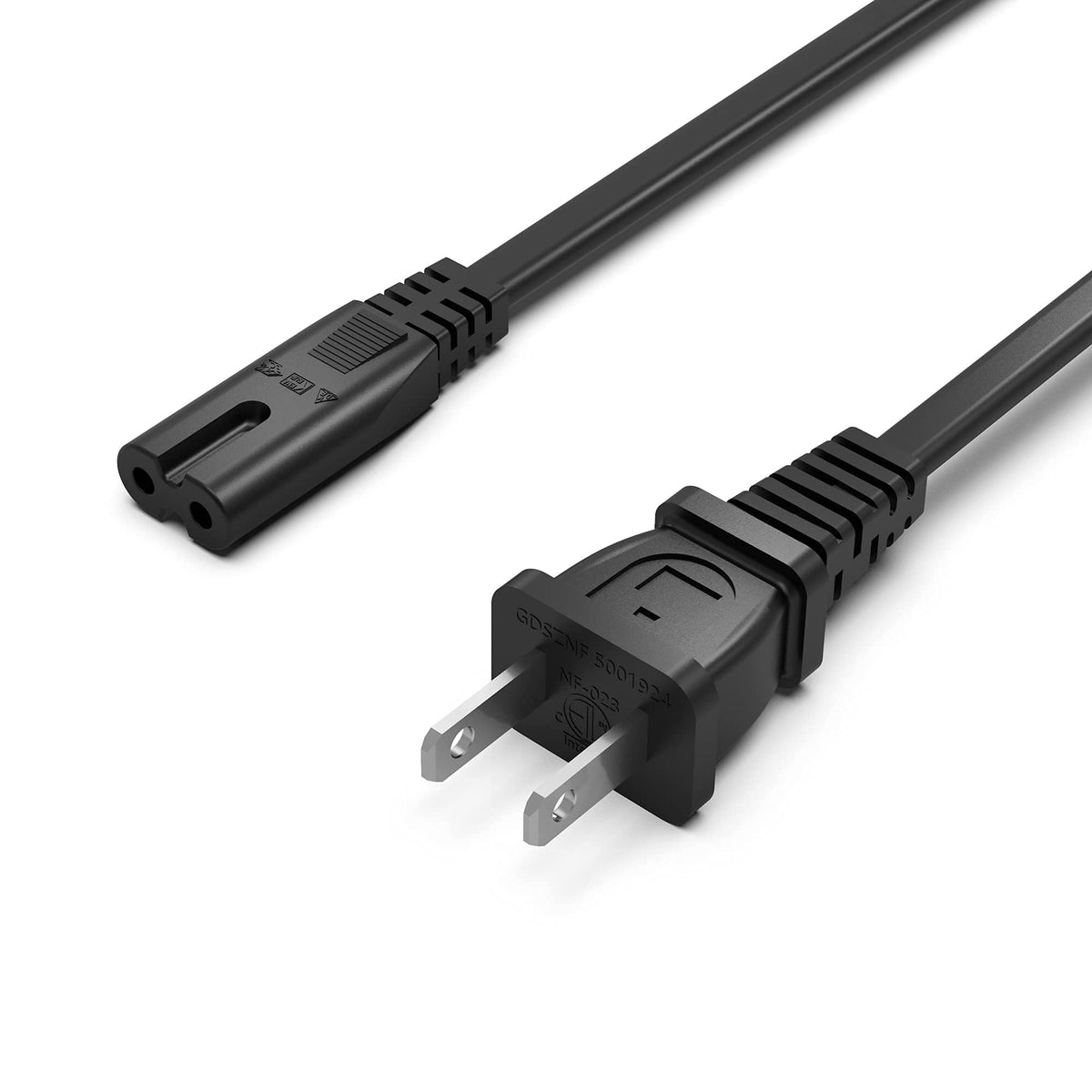 Superer 8 ft TV Power Cord Cable Fit for Samsung LG TCL Sony Apple Insignia Sharp Toshiba JVC Hisense Roku 4k 8k Smart LED LCD HD, Universal IEC C7 Figure 8 2 Prong Replacement AC Cables, ETL Listed