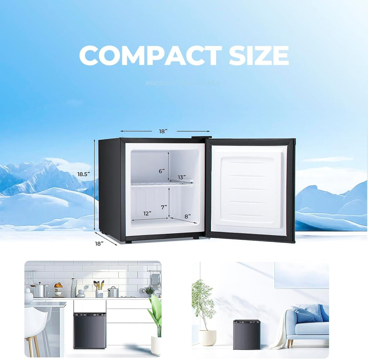 Electactic 3.2 Cu.ft Small Freezer, Mini Upright Freezer, White