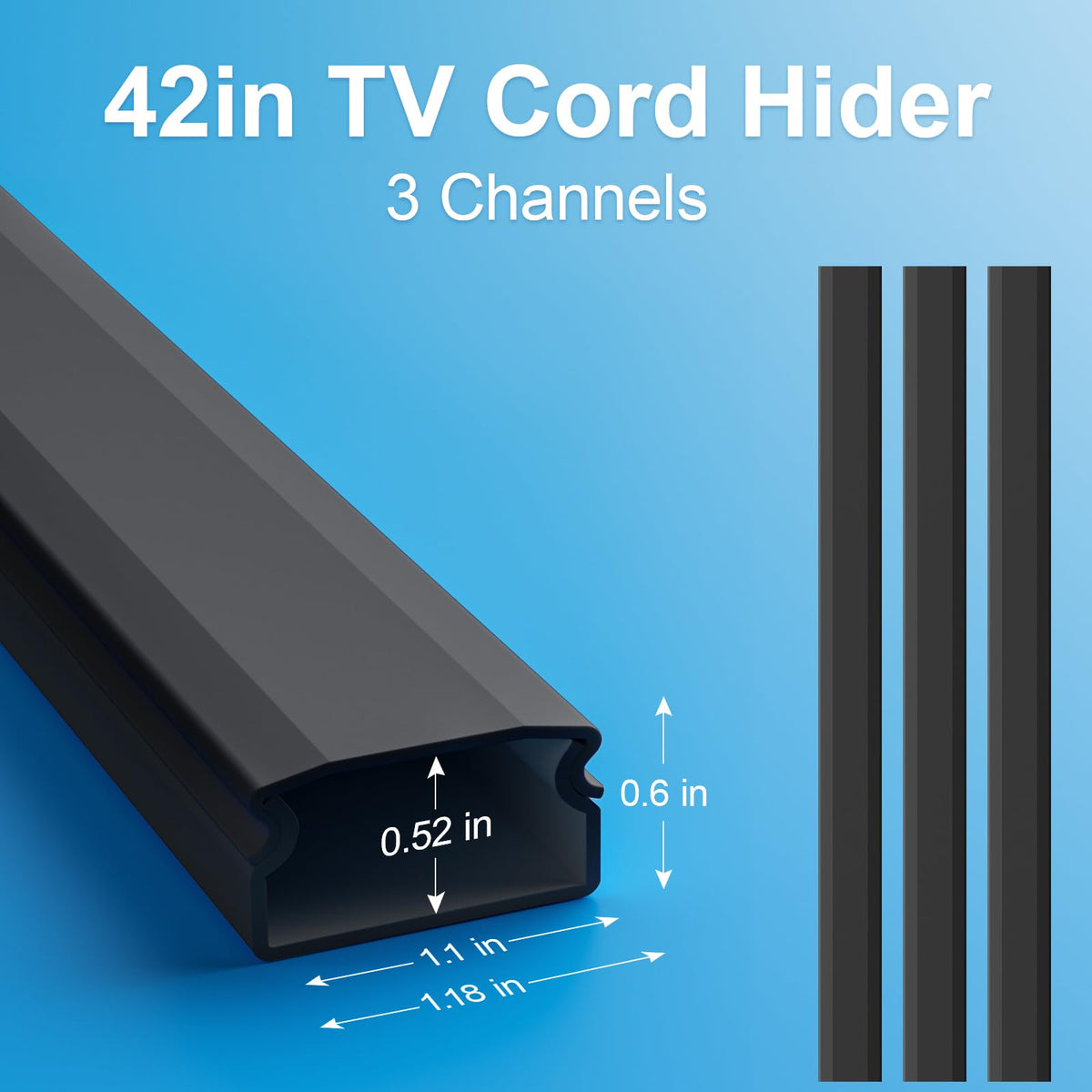 Yecaye TV Cord Hider, 42in Cord Cover Wall Mounted, W1.18in H0.6in, Beige