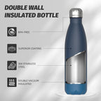 Stainless Steel Insulated Water Bottle, WATERSY Double Walled Metal Vacuum Flask Keep 24 Hrs Cold & 12 Hrs Hot Thermal Metal Sports Bottles 500ml BPA Free for Outdoor, Work, Gym, School (Black)
