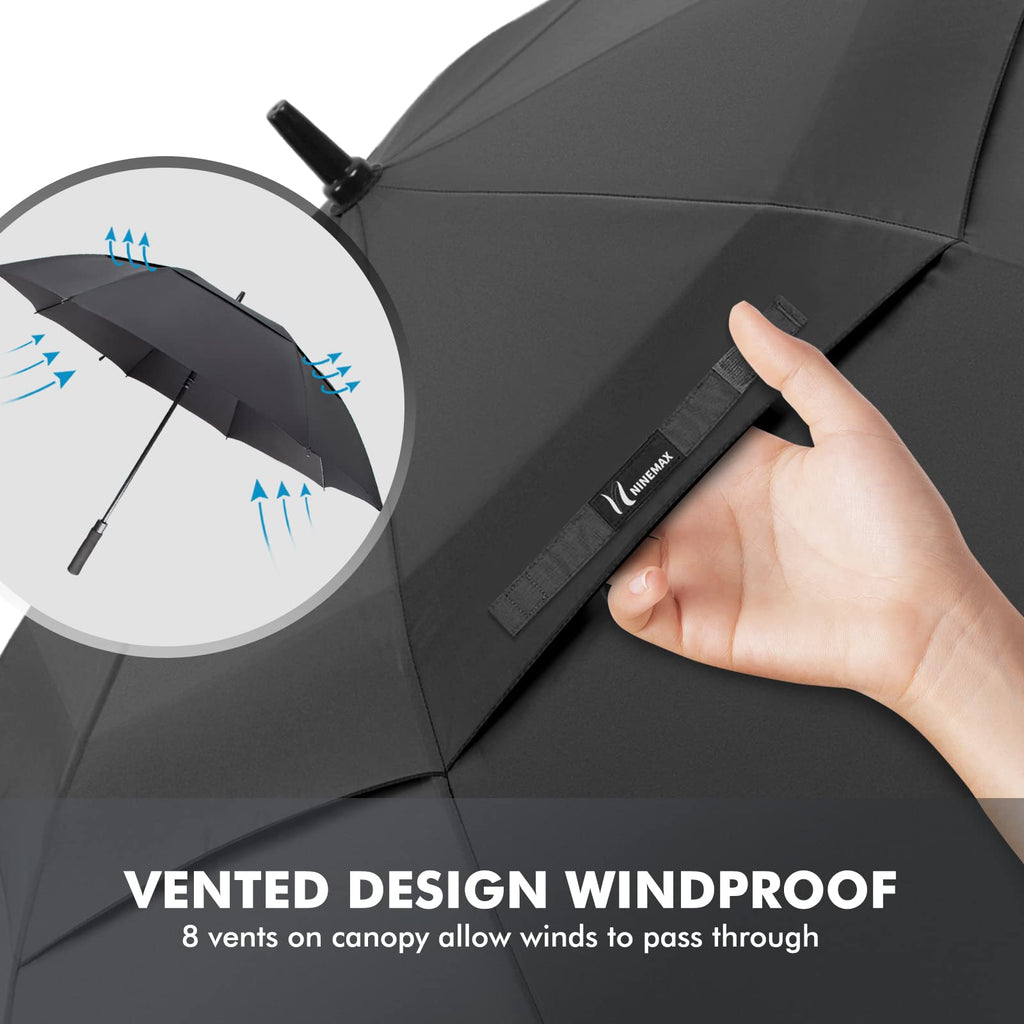 NINEMAX Large Golf Umbrella Windproof Strong 54/62/68 Inch,Extra Big Golf Umbrellas Automatic Open Double Canopy for Gents Women