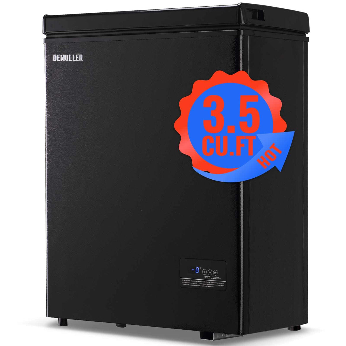 DEMULLER 2.0Cu.ft Mini Deep Freezer Top Open Door Small Freezer Chest Freezer with 2 Removable Storage Baskets for Home Apartment Garage Black