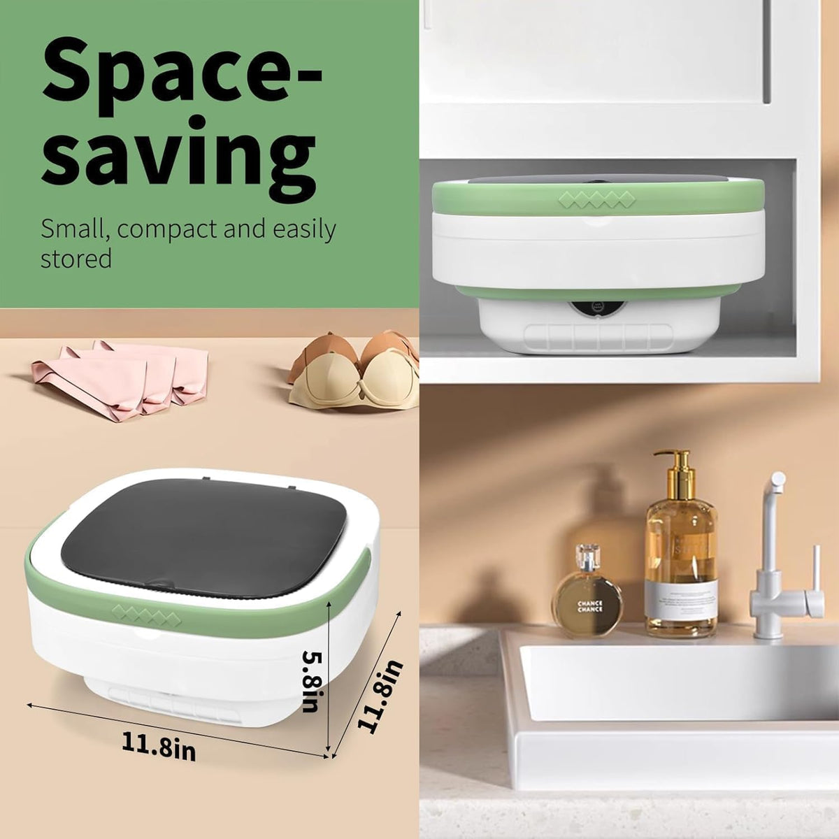 Portable Washing Machine, 20L Foldable Washer with Spin Basket, Upgraded 3 Modes Deep Cleaning for Baby Clothes, Underwear & Socks, fit for Hotel, Travel, Camping, Apartment & Dorm