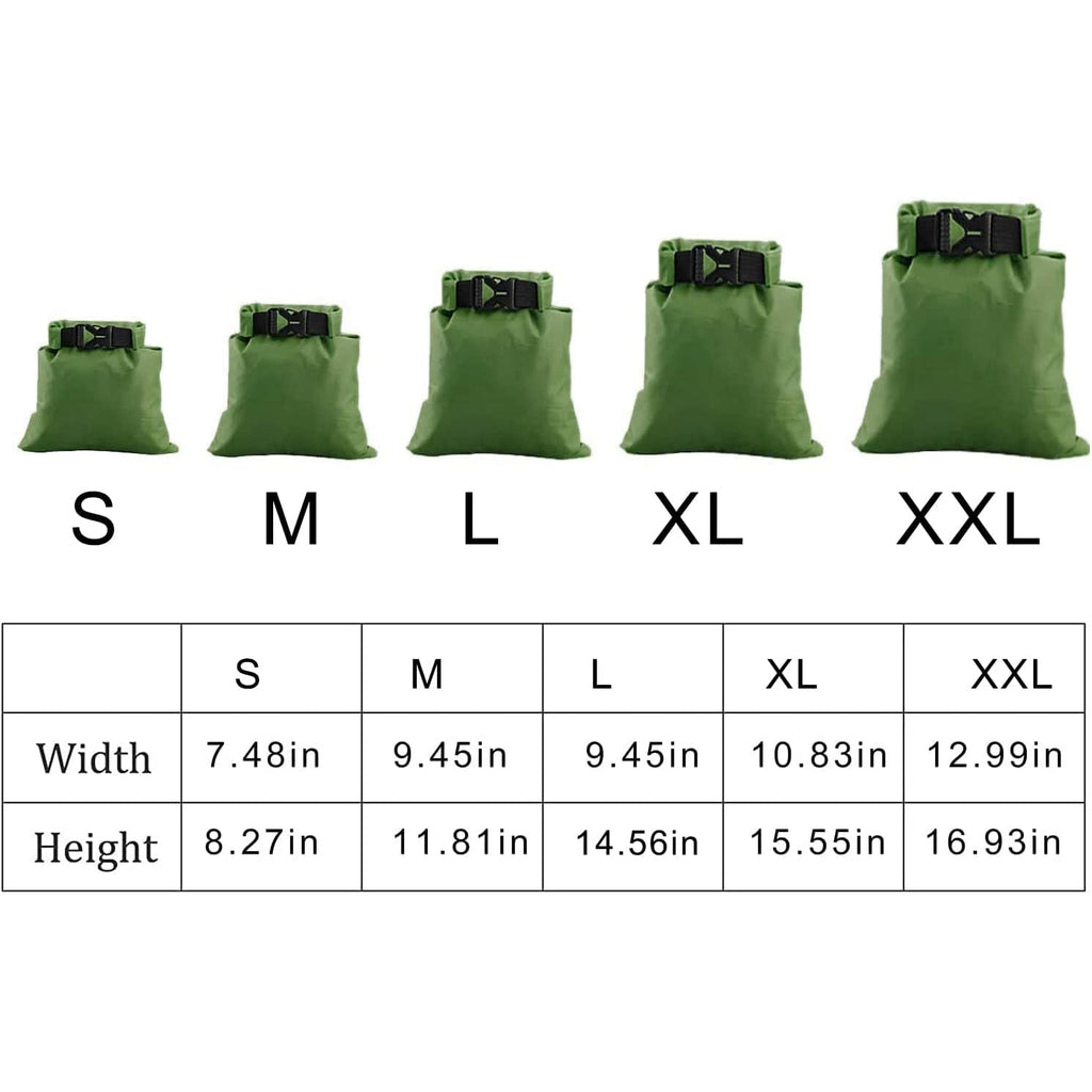 kuou 5 Pack Waterproof Dry Bags, 1.5L-6L, Lightweight, Black