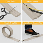 D-Line 6ft Floor Cord Cover, Cable Protector, Hide Extension Cords, Protect Cords, Prevent Cable Trips, Heavy Duty Cord Hider - Cable Cavity = 0.63" (W) x 0.31" (H) - Beige