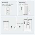 CABOCASA 3FT Flat Plug Extension Cord Power Strip 3 Outlets White Upward