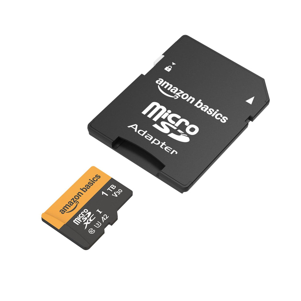 Amazon Basics microSDXC Memory Card, 64GB, A2, U3, 100MB/s Read Speed, Black, 2-Pack
