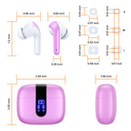 TAGRY Bluetooth Headphones True Wireless Earbuds 60H Playback LED Power Display Earphones with Wireless Charging Case IPX5 Waterproof in-Ear Ear buds with Mic for TV Smart Phone Laptop Computer Sports