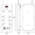 Yintar 6Ft Surge Protector Power Strip with 8 Outlets and 4 USB Ports