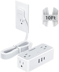 TESSAN Extension Cord 10 FT, Power Strip with 900J Surge Protection, Grey