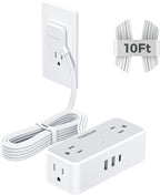TESSAN Extension Cord 10 FT, Power Strip with 900J Surge Protection, Grey