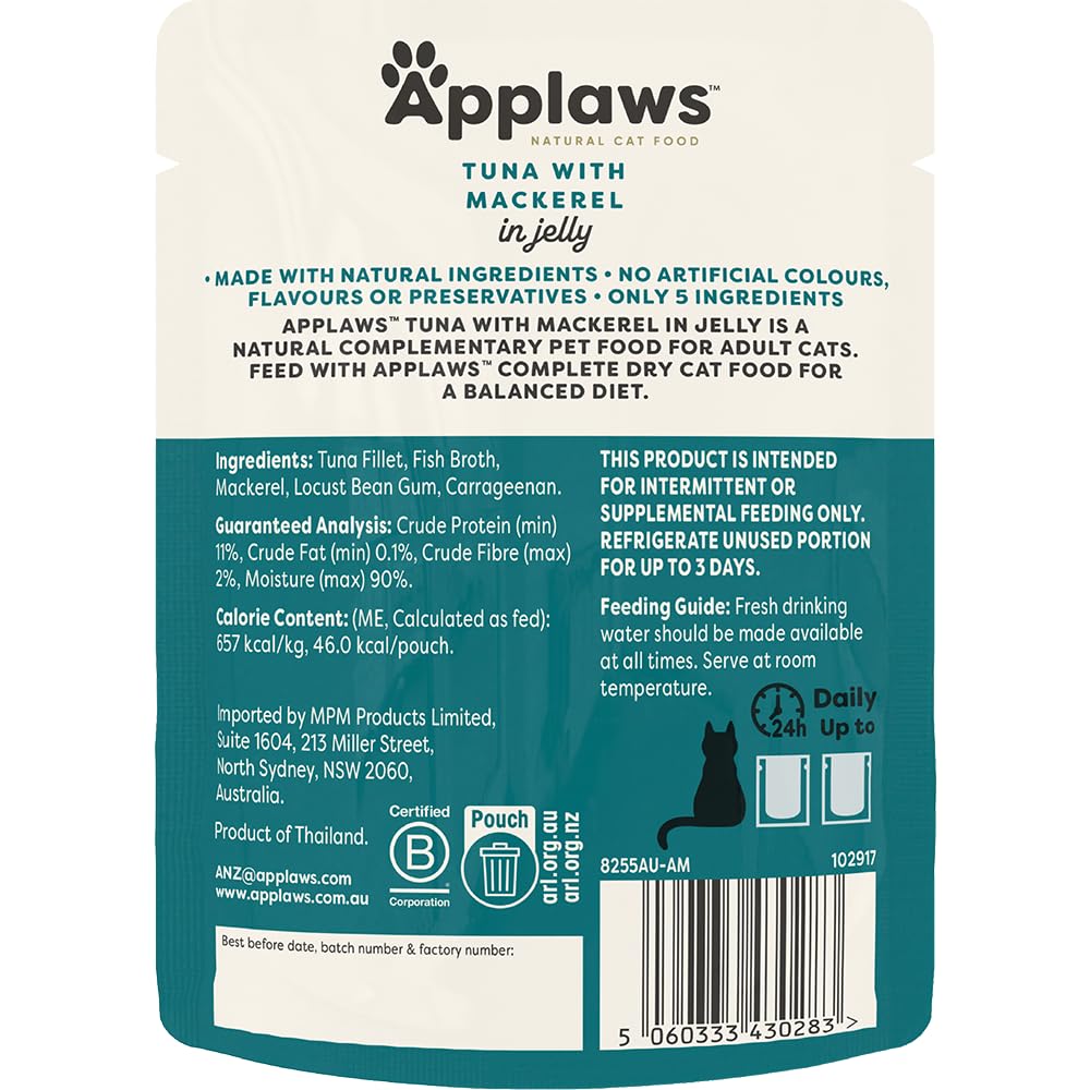 Applaws Tuna and Seabream Pouch, Broth, 70 g