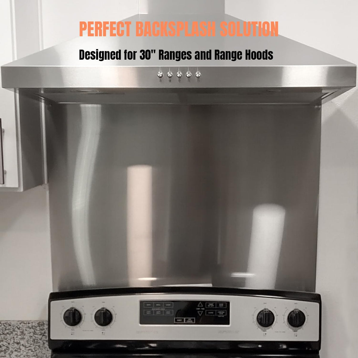 2-Pack 24" By 30" Stainless Steel Stove Backsplash, Reversible Ultra Flat Splatter Guard Range Hood Backsplash, Easy Clean Wall Shield Metal Panel