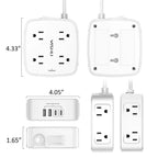 6 Ft Surge Protector Power Strip - YISHU 8 Widely Outlets with 4 USB Ports, 3 Side Outlet Extender with 6 Feet Flat Extension Cord, Ultra Flat Plug, Wall Mount, Desk USB Charging Station, ETL, Black