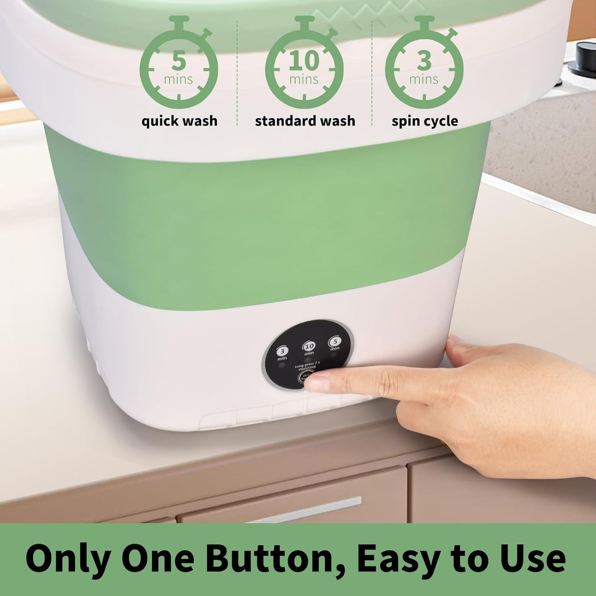 Portable Washing Machine, 20L Foldable Washer with Spin Basket, Upgraded 3 Modes Deep Cleaning for Baby Clothes, Underwear & Socks, fit for Hotel, Travel, Camping, Apartment & Dorm