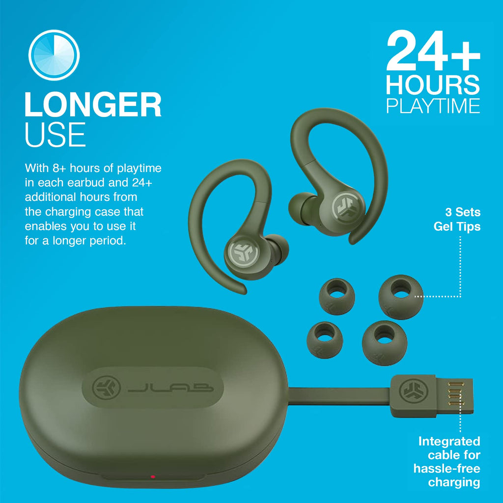 JLab, Go Sport+, True Wireless Workout Earbuds, Bluetooth Sport Earbuds, Clear Calling, Sand