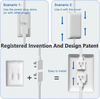 CABOCASA 3FT Flat Plug Extension Cord Power Strip 3 Outlets White Upward