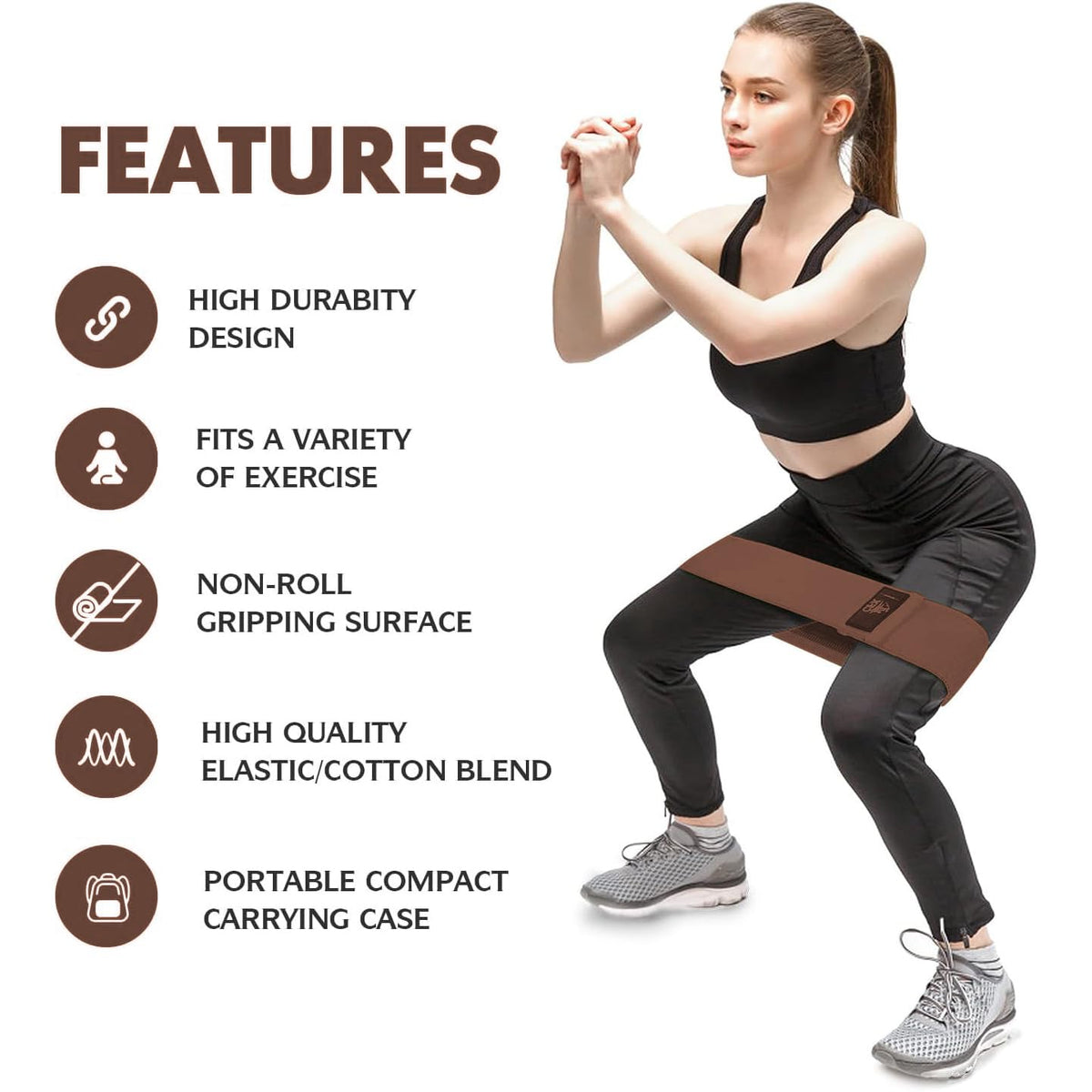 CFX Resistance Bands Set, Exercise Bands with Non-Slip Design for HIPS & Glutes, 3 Levels Workout Bands for Women and Men, Booty Bands for Home Fitness, Yoga, Pilates