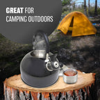 2.5L Stainless Steel Whistling Kettle - Suitable for Fishing, Camping, Hiking, Indoor & Outdoor | Camping Kettle for Gas Stove, Electric Stove, Camp Fire | Lightweight, Fast Boil, Phenolic Handle