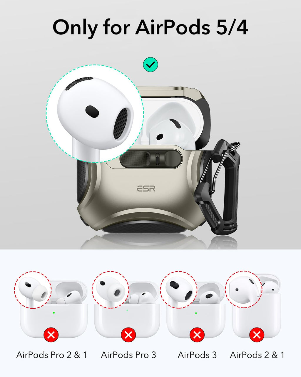 ESR for AirPods 5/4 Case, Compatible with MagSafe, Drop-Proof Lock, Black