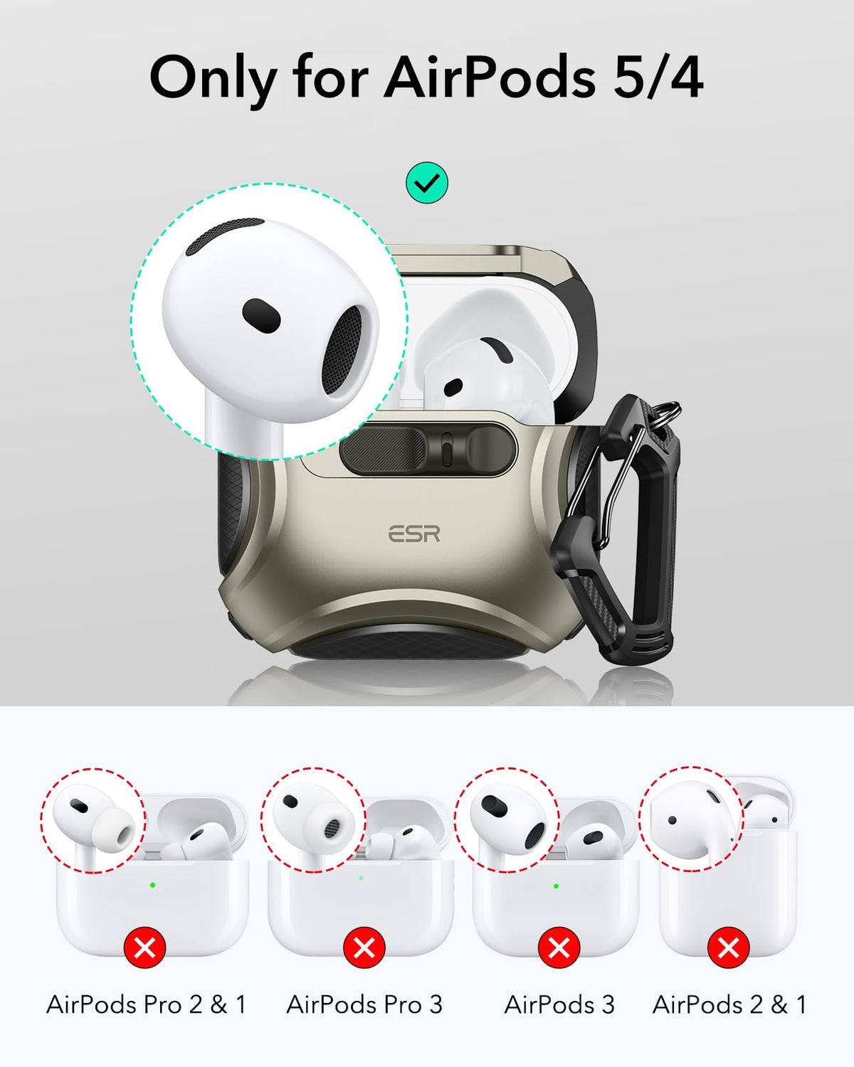 ESR for AirPods 5/4 Case, Compatible with MagSafe, Drop-Proof Lock, Black