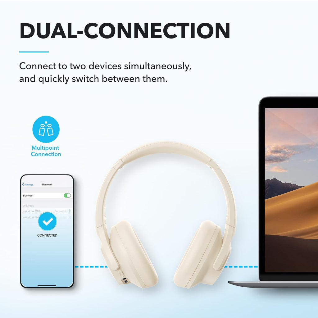 Soundcore by Anker Q20i Headphones with Protective Case, Blue, Bundle