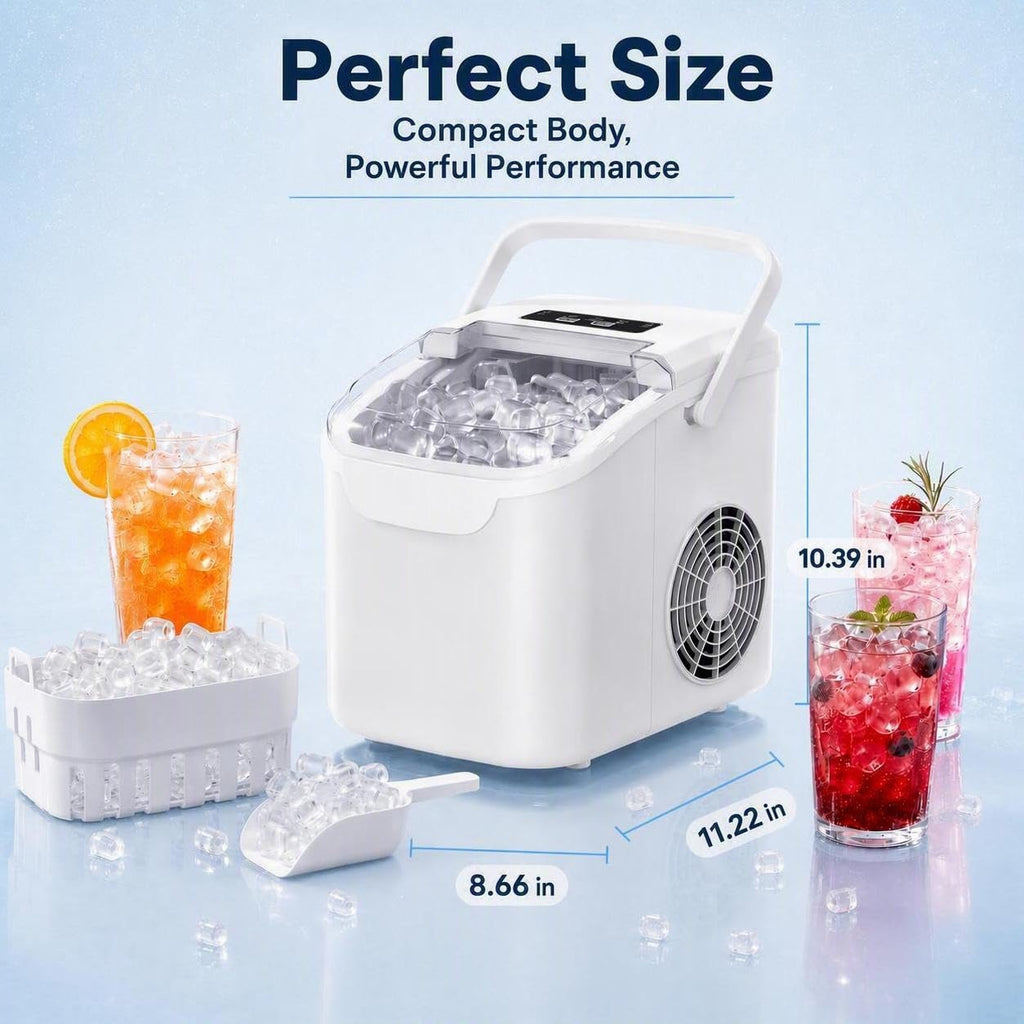 Antarctic Star Portable Ice Maker Countertop, 18Lbs/24H Self-Cleaning Ice Machine with One-Touch Operation & Ice Scoop Included, for Home Kitchen Office, Black