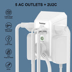 Multi Plug Wall Outlet Surge Protector with 6-Outlet & 4 USB Ports(2USB-C)