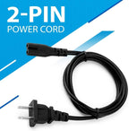 AC 2 Prong C8 Power Cord 5ft Standard 2-Slot for TV PS4 PS5 Speaker Monitor Xbox Wall Power Cable Replacement Black