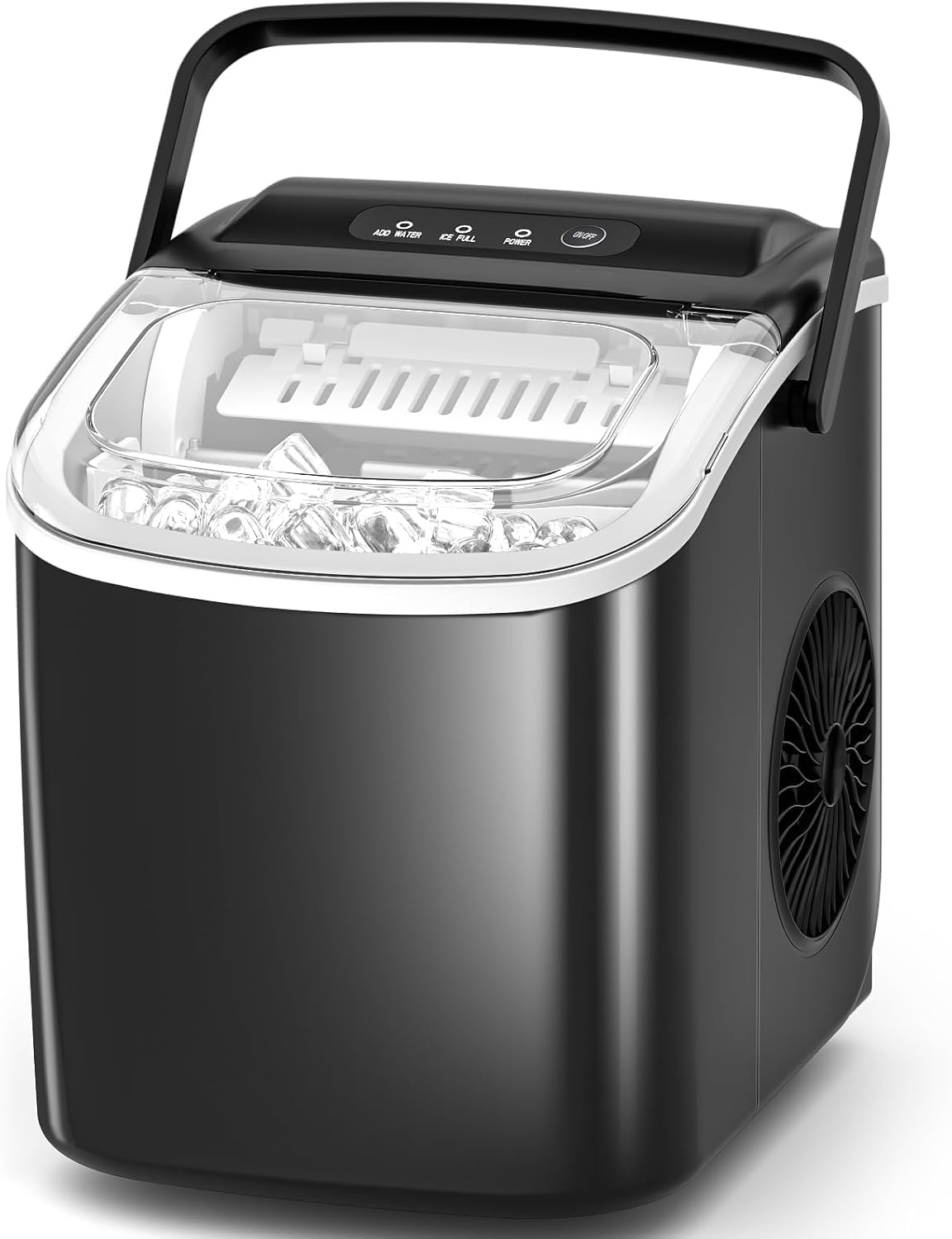 Antarctic Star Portable Ice Maker Countertop, 18Lbs/24H Self-Cleaning Ice Machine with One-Touch Operation & Ice Scoop Included, for Home Kitchen Office, Black