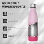 Stainless Steel Insulated Water Bottle, WATERSY Double Walled Metal Vacuum Flask Keep 24 Hrs Cold & 12 Hrs Hot Thermal Metal Sports Bottles 500ml BPA Free for Outdoor, Work, Gym, School (Black)